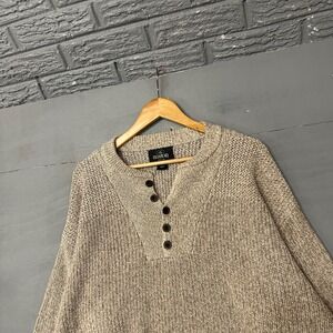 RedHead Mens XL‎ Henley Sweater Marled Oatmeal Tan Chunky Knit Button Pullover